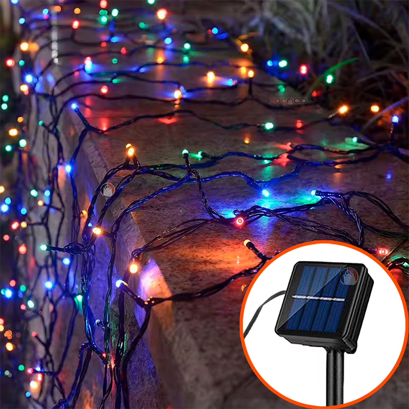 200 Led/Luces Navidad/Exterior panel solar